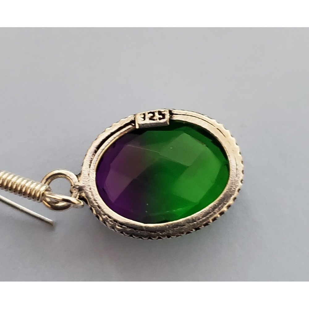 925 Sterling Bi-Color Purple Green Fluorite Earrings NWOT Artisan - Picture 14 of 14